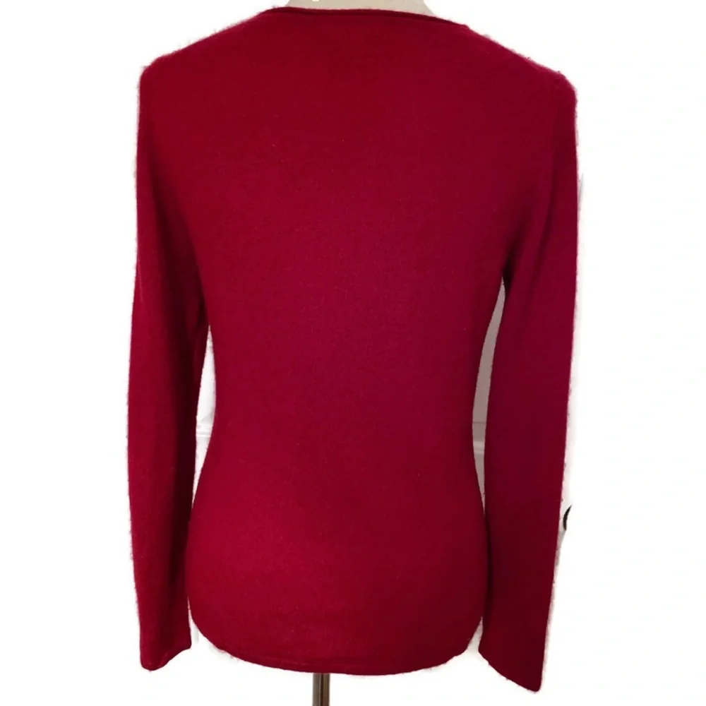 TWEEDS SWEATER SCOOP NECK CASHMERE RED LONG SLEEVE SIZE LARGE L